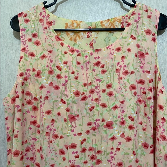 Vintage Reservable Maxi Dress - Yellow and Pink Florals - Size 2XL - Picture 6 of 8